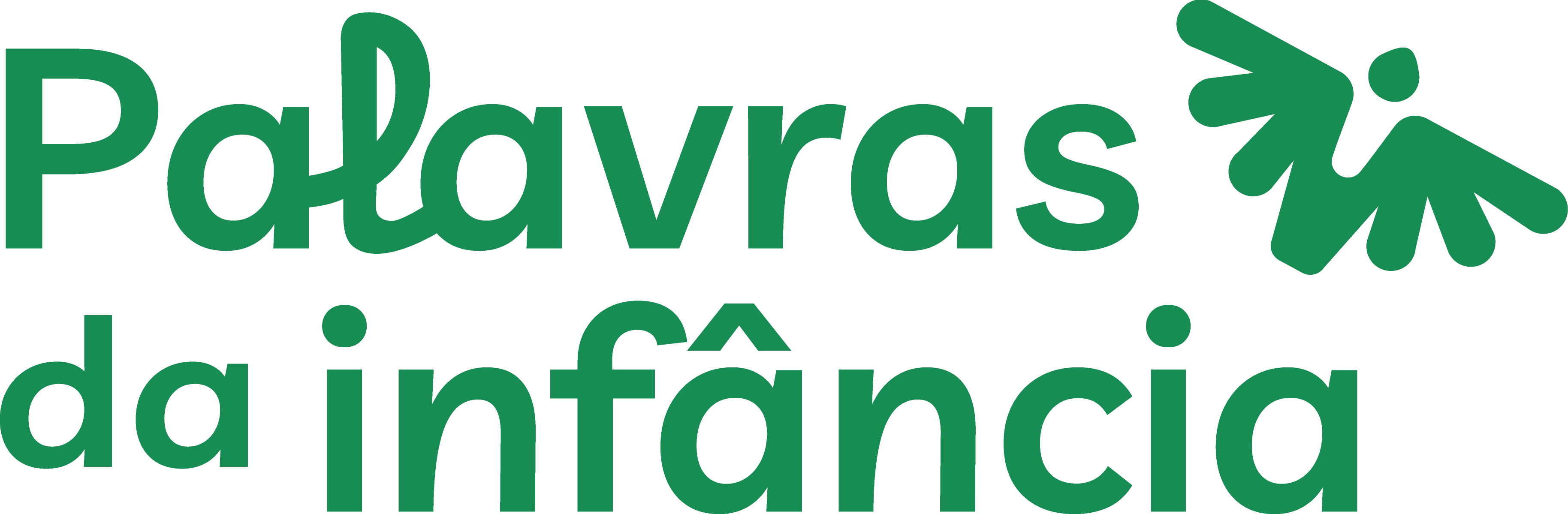 logotipo verde escrito palavras da infância