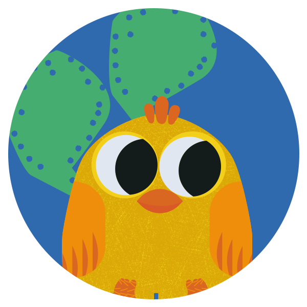 canarinho amarelo curioso em fundo azul
